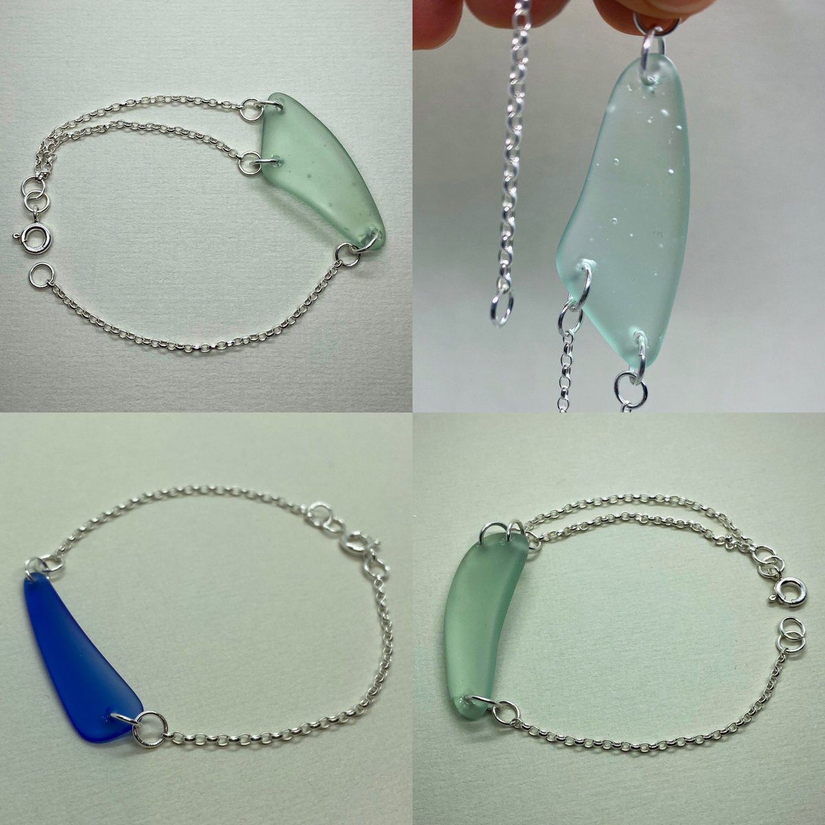 GemauMor's tweet photo. It’s the battle of the blues and aquas 😍 

Welsh sea glass on sterling silver chain. These bracelets are now up in the Etsy shop 🌊💚💙

#seaglass #Bracelets #shopindependant #Handmade #etsyshop #handmadechristmasgifts https://t.co/mGGsAl8rnN