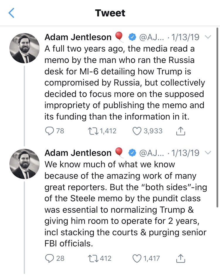 It shouldn’t surprise you to see the committed Russia truther and former Harry Reid (an expert in avoiding the truth, if there ever were one) staffer  @AJentleson on here.Promoting the Post story? Russian propaganda helper.Love letters to the Steele dossier? Committed patriot.