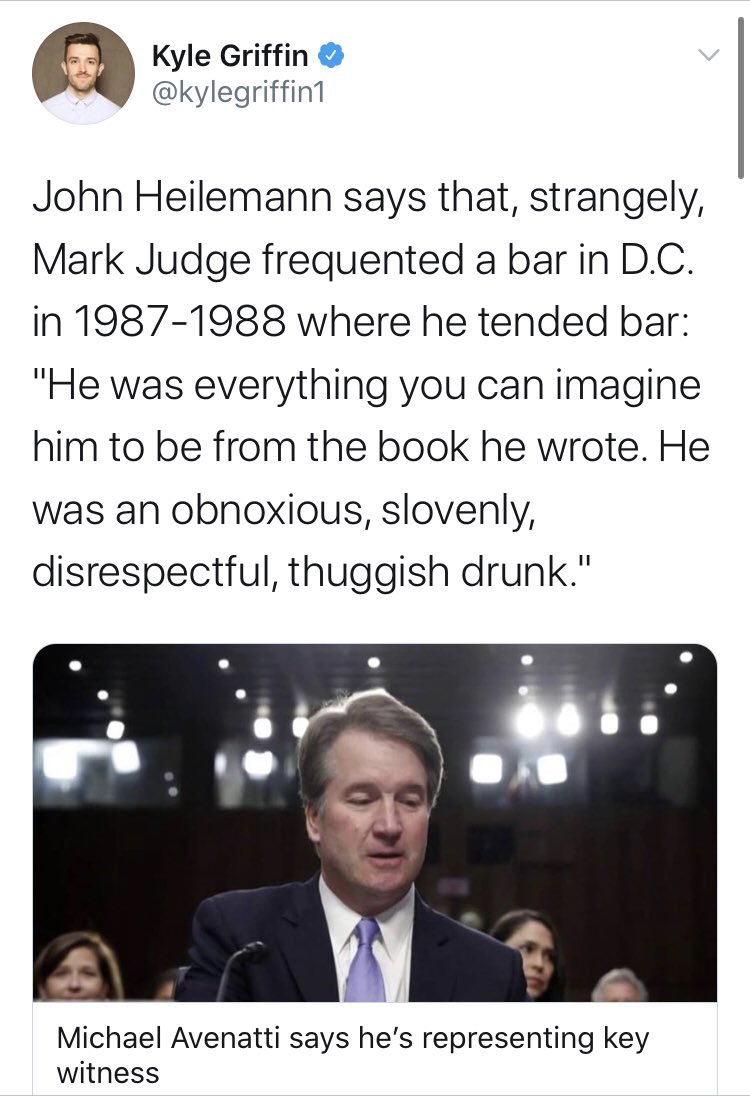 And that wasn’t all for  @kylegriffin1. He was fine to trust Michael Avenatti (remember him?) about allegations against Brett Kavanaugh. (Link included in the post, mind you). But the Post story? Forget it.