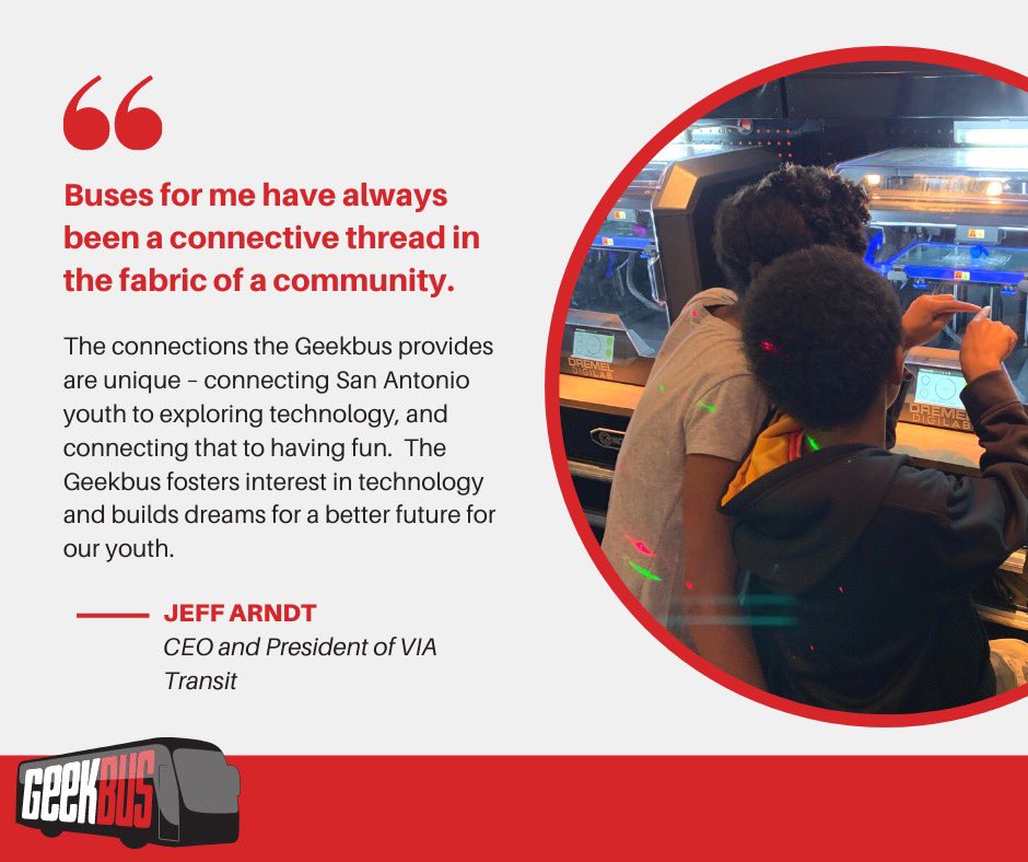 Join the leaders of the San Antonio as they show their support with SAMSAT in an effort to get the Geekbus back
Any donation amount helps. Bring the Geekbus back to repair and help #inspirewhatsnext #stemeducation

Learn more charity.gofundme.com/o/en/campaign/…