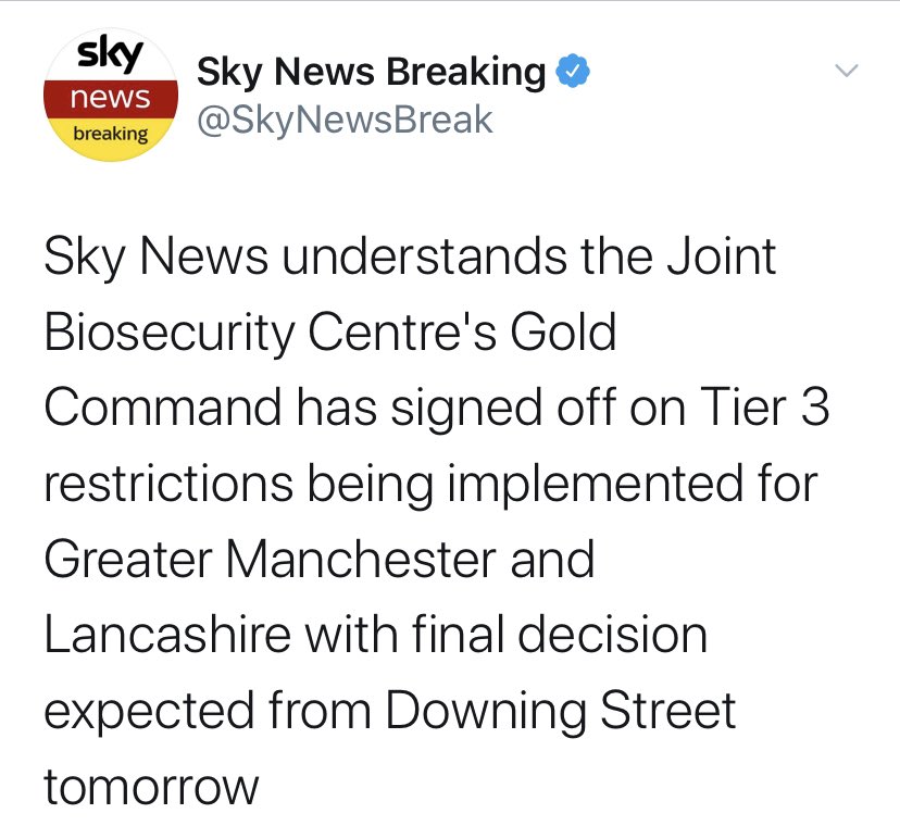 Said I wasn’t going to comment but now feel compelled to do so on the back of this Government briefing.

At no point during tonight’s briefing was this news communicated to us. Media told first once again. Our position has not changed.