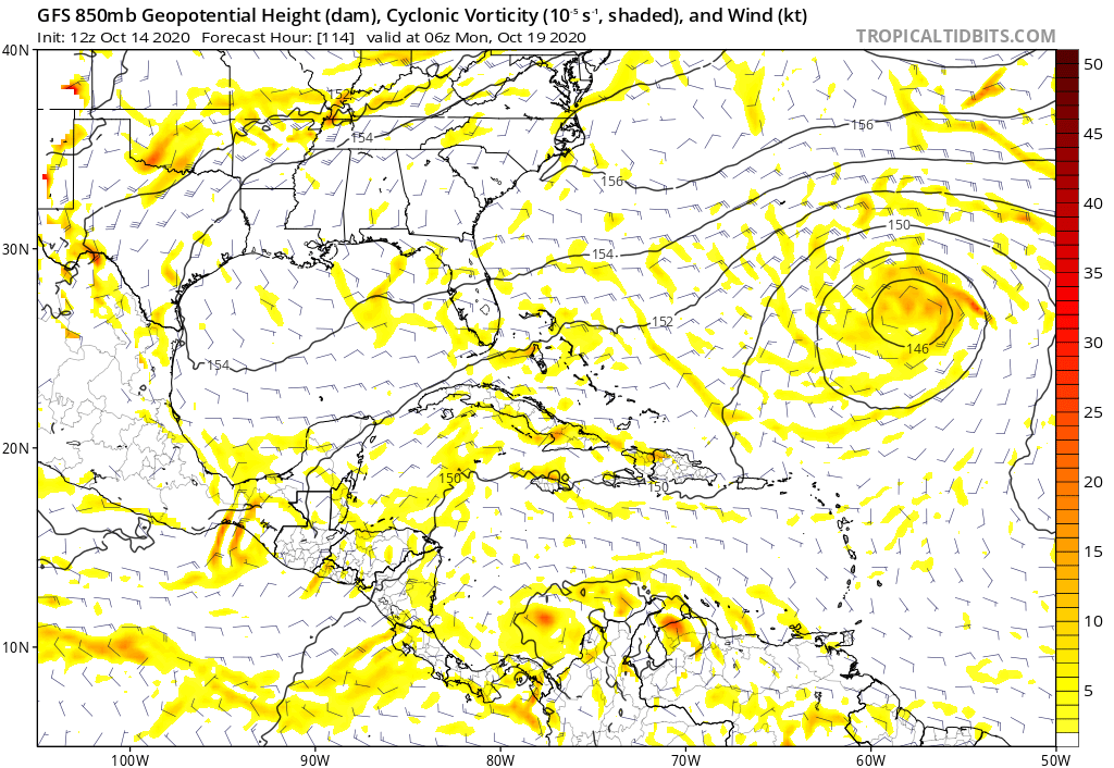 More graphics from the study shows how the setup in the Caribbean is fairly similar to what the GFS is showing. This time around, the incoming vorticity is less defined which is something to keep in mind. 6/