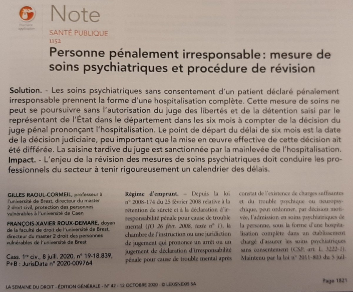 FxRouxDemare's tweet image. Petite auto-promotion de ma dernière parution...  à La Semaine Juridique 

Commentaire écrit avec mon collègue et ami Gilles Raoul-Cormeil 

@JCP_G 
@UBO_UnivBrest