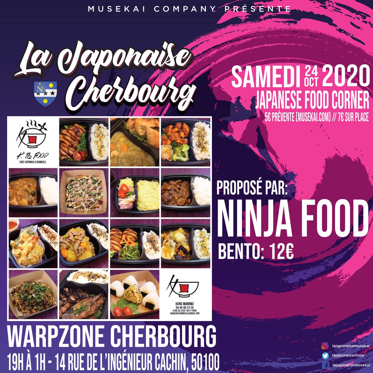 musekai's tweet photo. Soirée La Japonaise Cherbourg #1 / Food Corner
🍱
Ninja Food, notre traiteur Japonais préféré, basé à #Paris, vous proposera un bento avec des produits venant du pays du soleil levant
🍱
Entrée: 5€ prévente / 7€ sur place
https://t.co/jp0jW7LoGD
🍱
Bento: 12€; IG: ninjafood.k https://t.co/ENESV1PYJZ