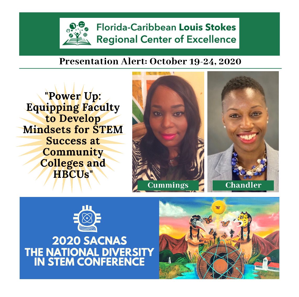 DrJChand's tweet photo. Looking forward to presenting the @FLC_LSRCE research findings with Dr. Cummings of the @UVI_edu at the 2020 @sacnas National Conference! #mindsetsforstem https://t.co/9h03l7u9Ut