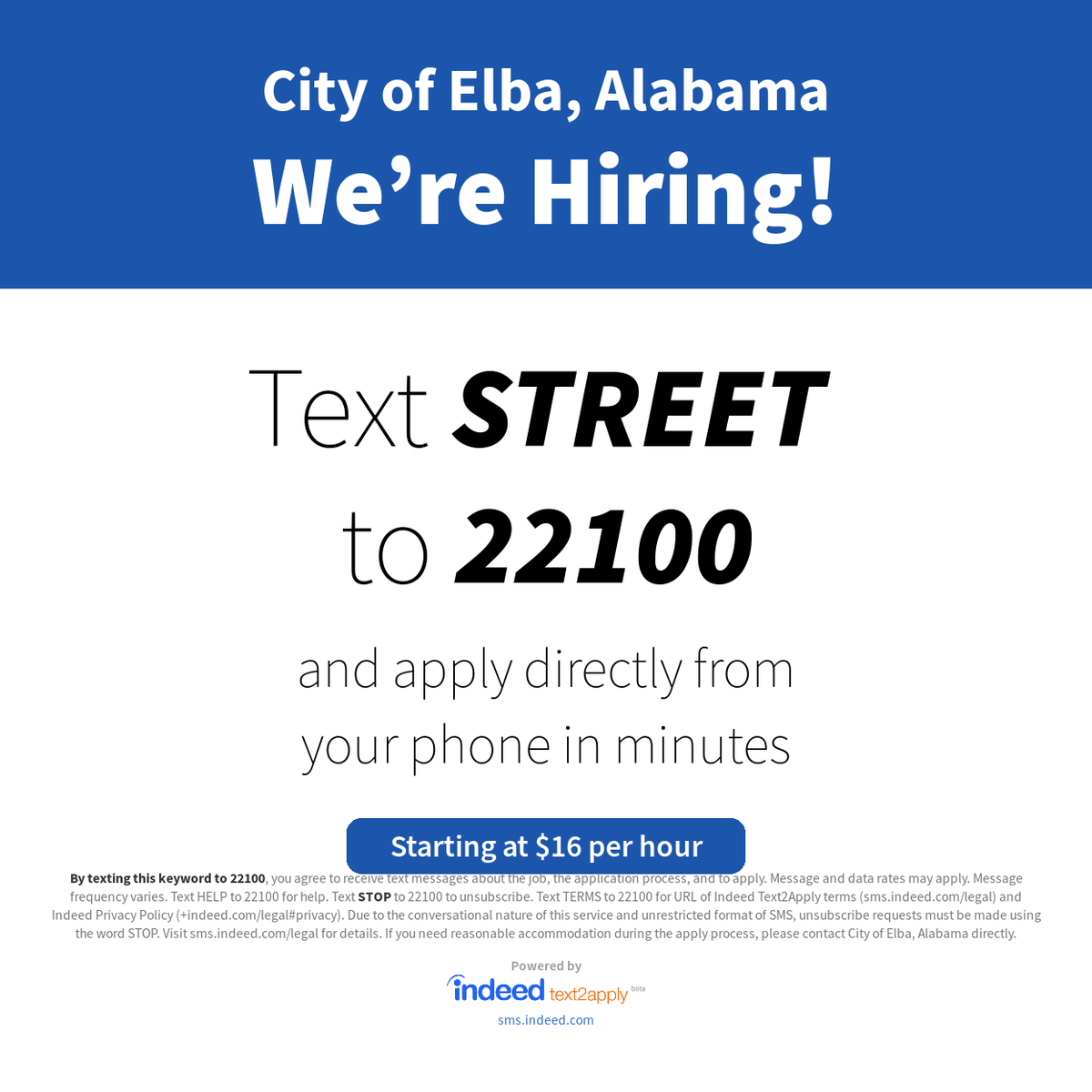CityofElba's tweet photo. WE ARE HIRING! Street Supervisor.   #jobopening #healthinsurance #stateretirement https://t.co/HFbLl9em2k
