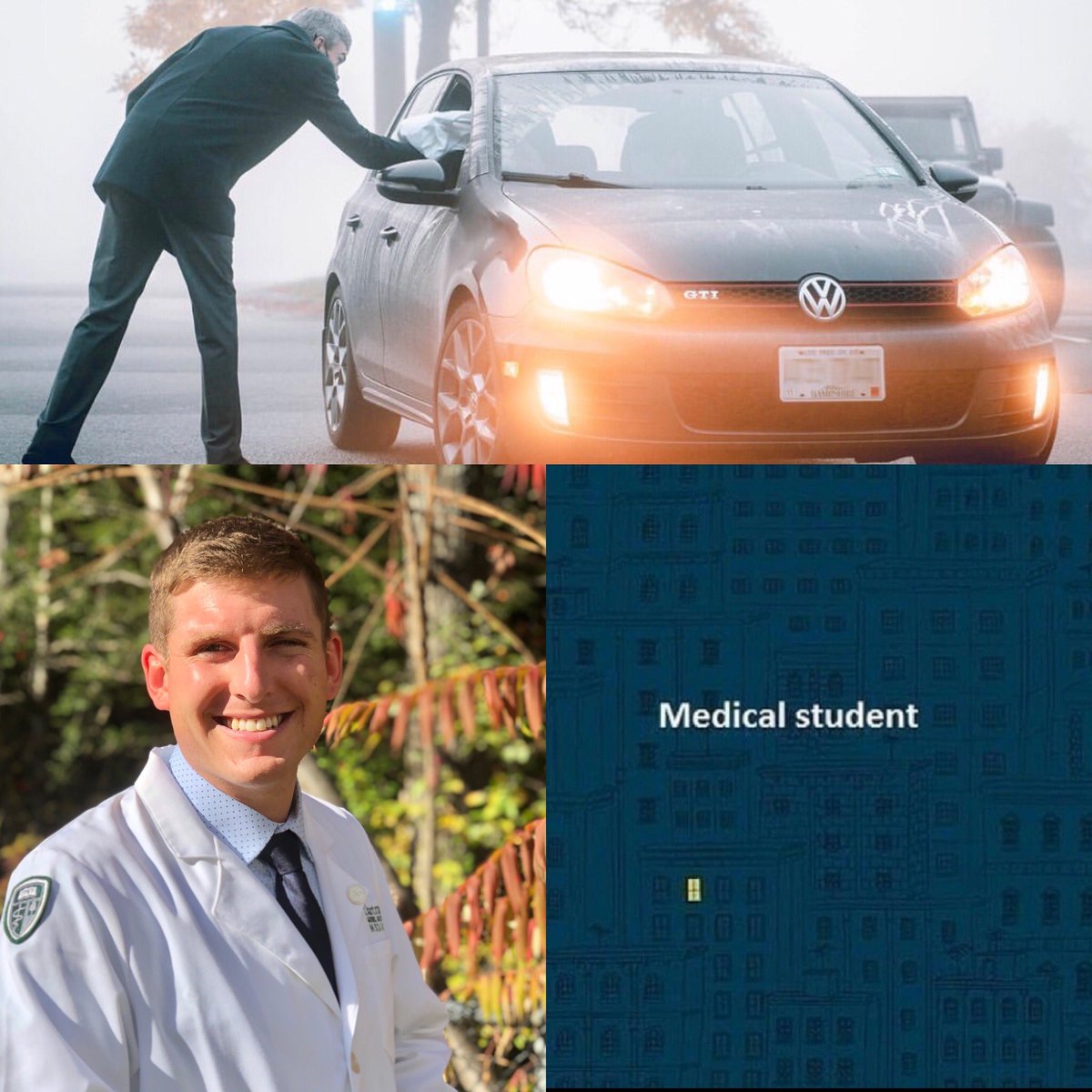 MedicMarkwood's tweet image. My car was featured by @GeiselMed for the early morning white coat pick up! Now i’m an official #docling