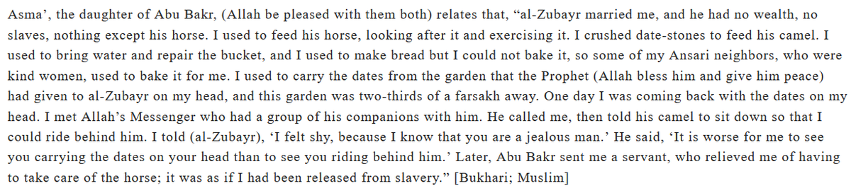 Some of the men who claim to have the most ghayrah are actually the most inconsiderate to their women. Consider this hadith:"I told him, ‘I felt shy, because I know you're a jealous man.’ He said, ‘It's worse for me to see you carrying the dates on your head...'