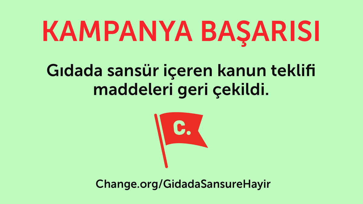 ChangeTR's tweet photo. Güzel haber!

21 bin kişi #GidadaSansureHayir dedi, ilgili kanun teklifi maddeleri geri çekildi.

Gıda güvenliği için önemli bir adım atıldı.

https://t.co/rWw71lvscy https://t.co/dKq5LYA0w2
