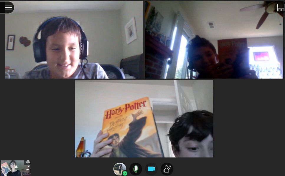 MsRothLRES's tweet photo. Distance learning may have its struggles, but some things stay the same! Students showed a love of reading today as we discussed their feelings about the ending of Harry Potter and the Deathly Hallows. Even virtually, it's so much fun to talk about books together :) https://t.co/sTBA2Se8mG