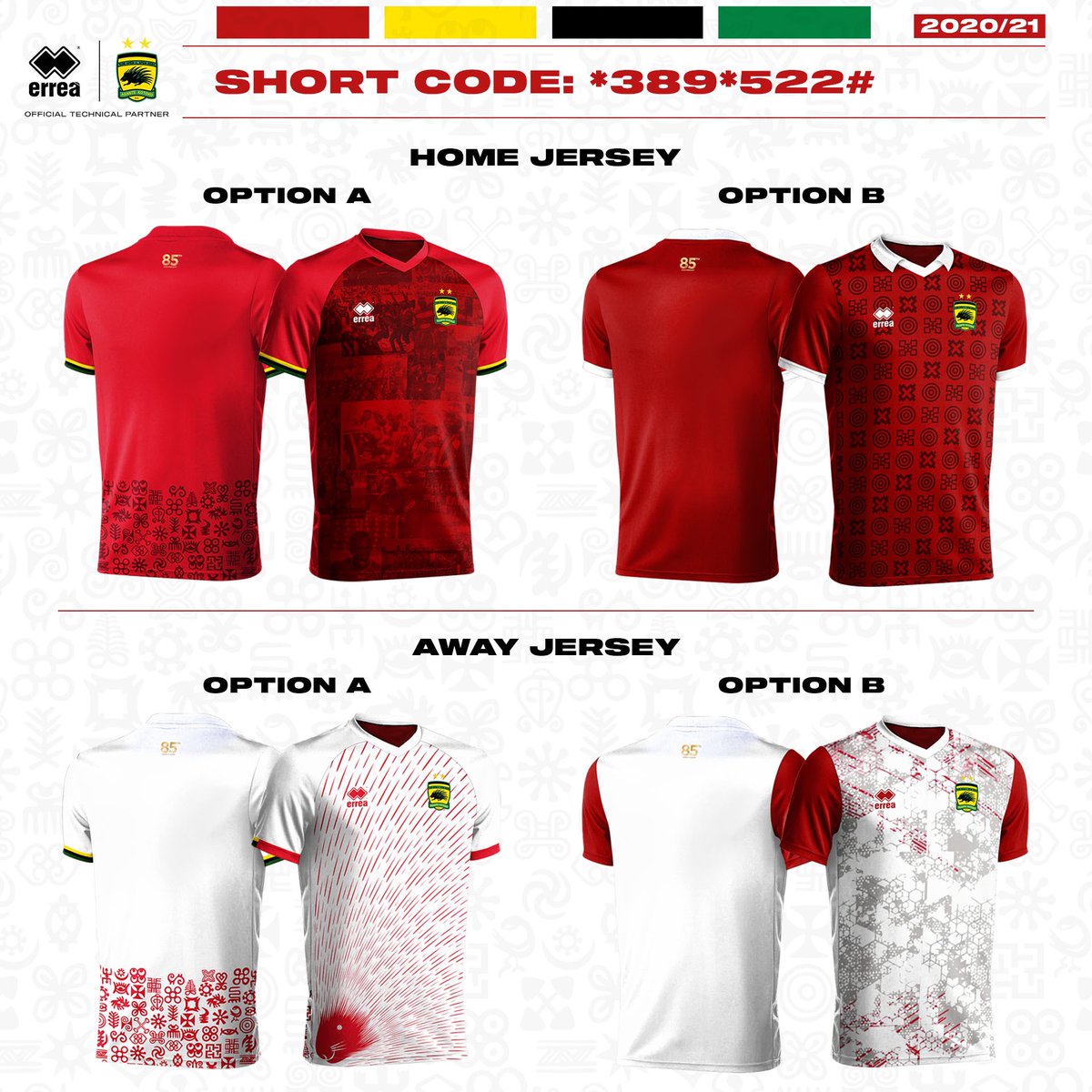 AsanteKotoko_SC's tweet photo. Time up #Warriors  😅🔥
 
Short Code *389*522# 

Time to vote and #chooseyourJerseydesign for the 2020/21 Football season 😍🔥.

A minimum of GHS 1.00 per vote and a limitless opportunity to vote saaaaaa for your choice 😃🤙🏾

Kindly dial  *389*522# follow the directives given. https://t.co/tH3oFkEEGs