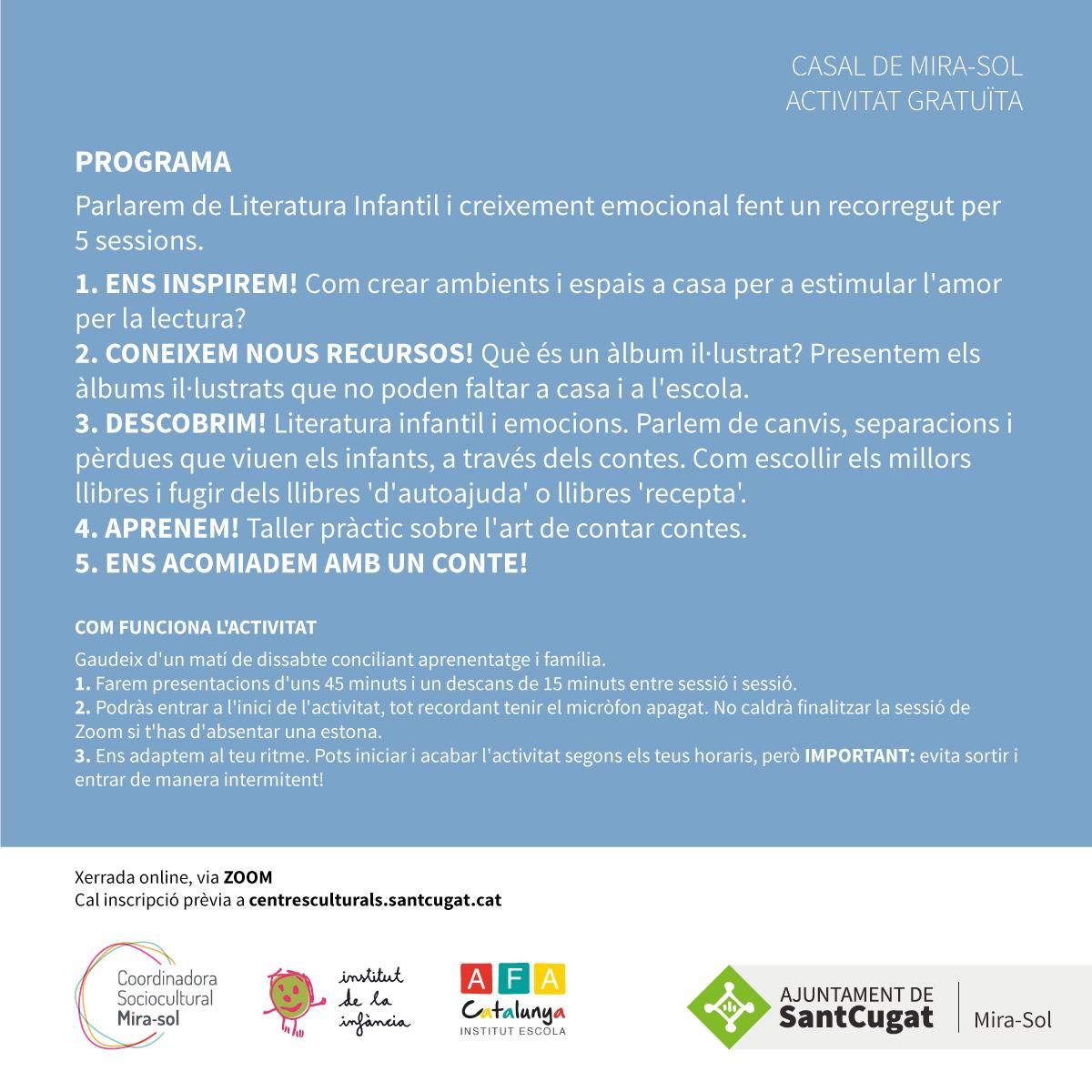 afa_catalunya's tweet photo. Us engresquem a tots i a totes a apuntar-vos el pròxim 17 d'octubre a una xerrada q ens pot donar moltes eines per gaudir i estimular l'amor per la lectura i alhora trobar recursos per millorar la formar d'explicar contes als nostres infants..💜📚
Us hi esperem! https://t.co/tyucJw8YcF