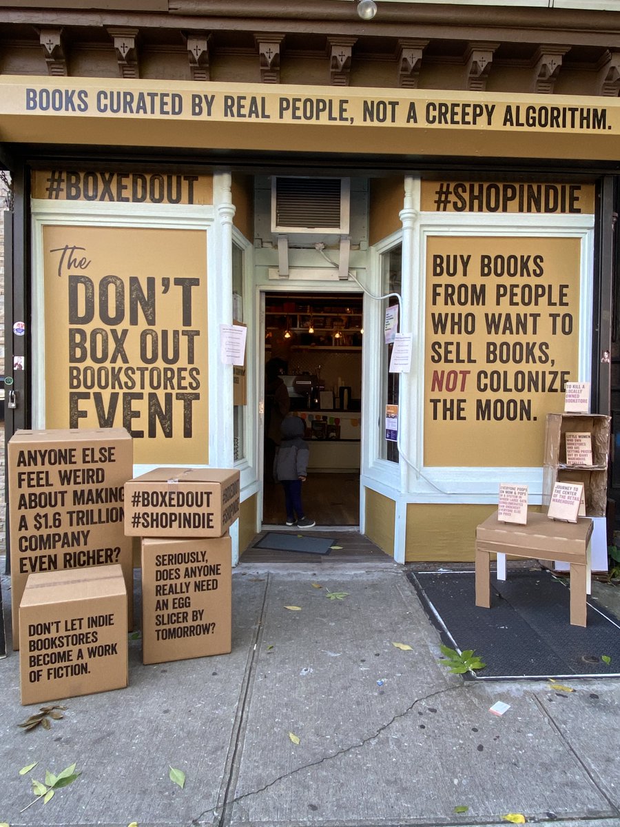 We’re proud to join The National “Don’t Box Out Bookstores Event” to rally support for indie bookstores. The brown Amazon boxes have become ubiquitous, but they’re boxing out local bookstores, resulting in loss of local jobs and local tax $. All month #ShopIndie #BoxedOut