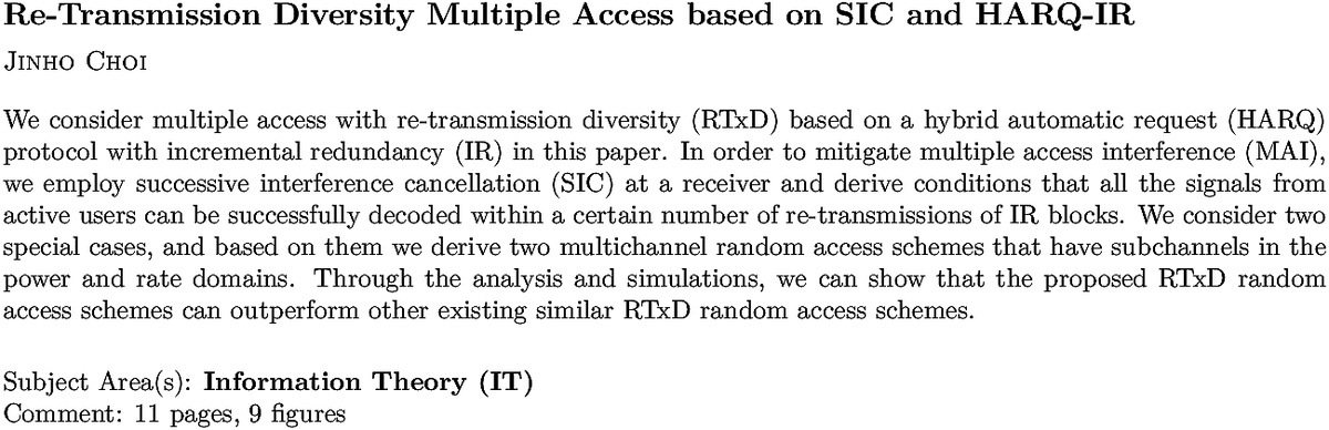 arxiv.org/abs/2010.06148…
J Choi
Re-Transmission Diversity Multiple Access based on SIC and HARQ-IR