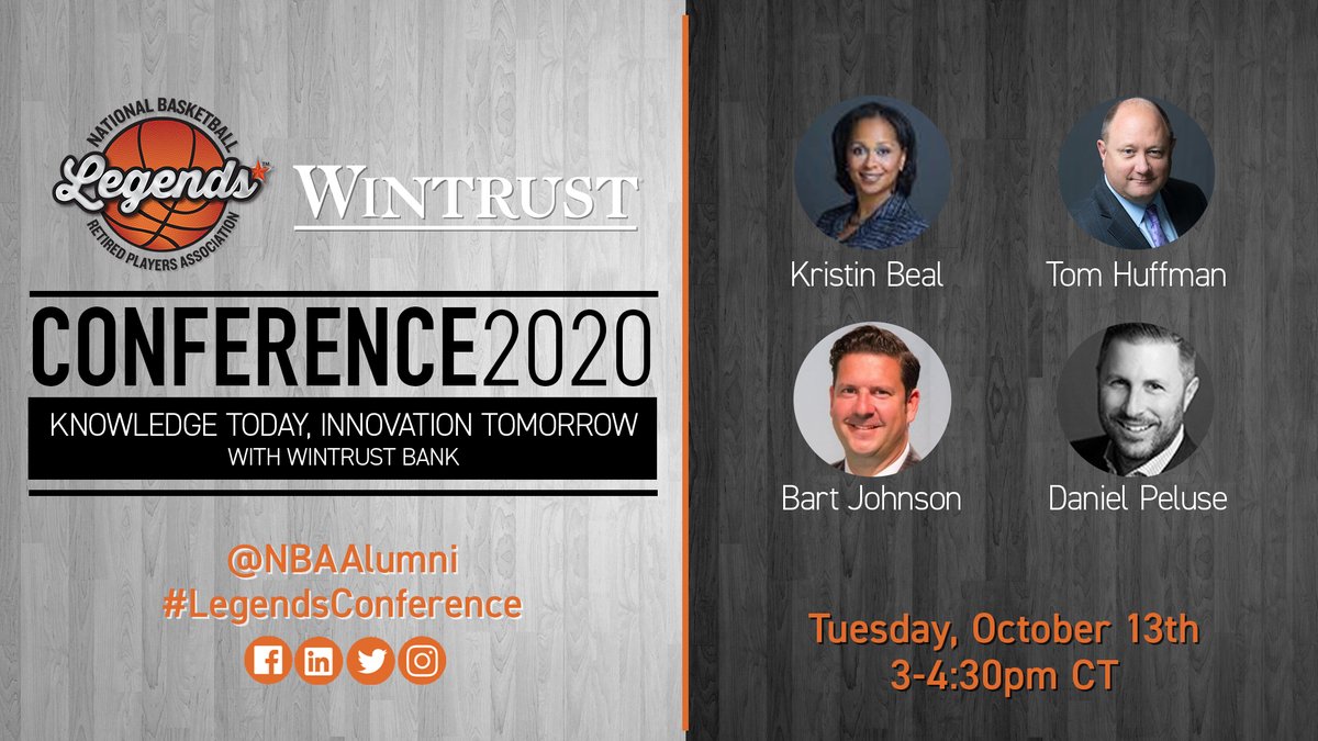 NBAalumni's tweet photo. It's halftime for the #LegendsConference Virtual Series.
2 weeks down & 2 weeks to go!
Yesterday, @NBAalumni partner @Wintrust discussed Retirement Planning Services, Small Business Administration Lending & Commercial Real Estate with the #LegendsofBasketball. https://t.co/cY0fUMdiU1