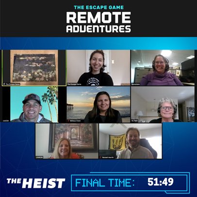 mkayowen's tweet photo. Fun afternoon connecting with my team virtually. We escaped with plenty of time to spare! #iworkforamfam #TheEscapeGame https://t.co/ZfK7jPub5D