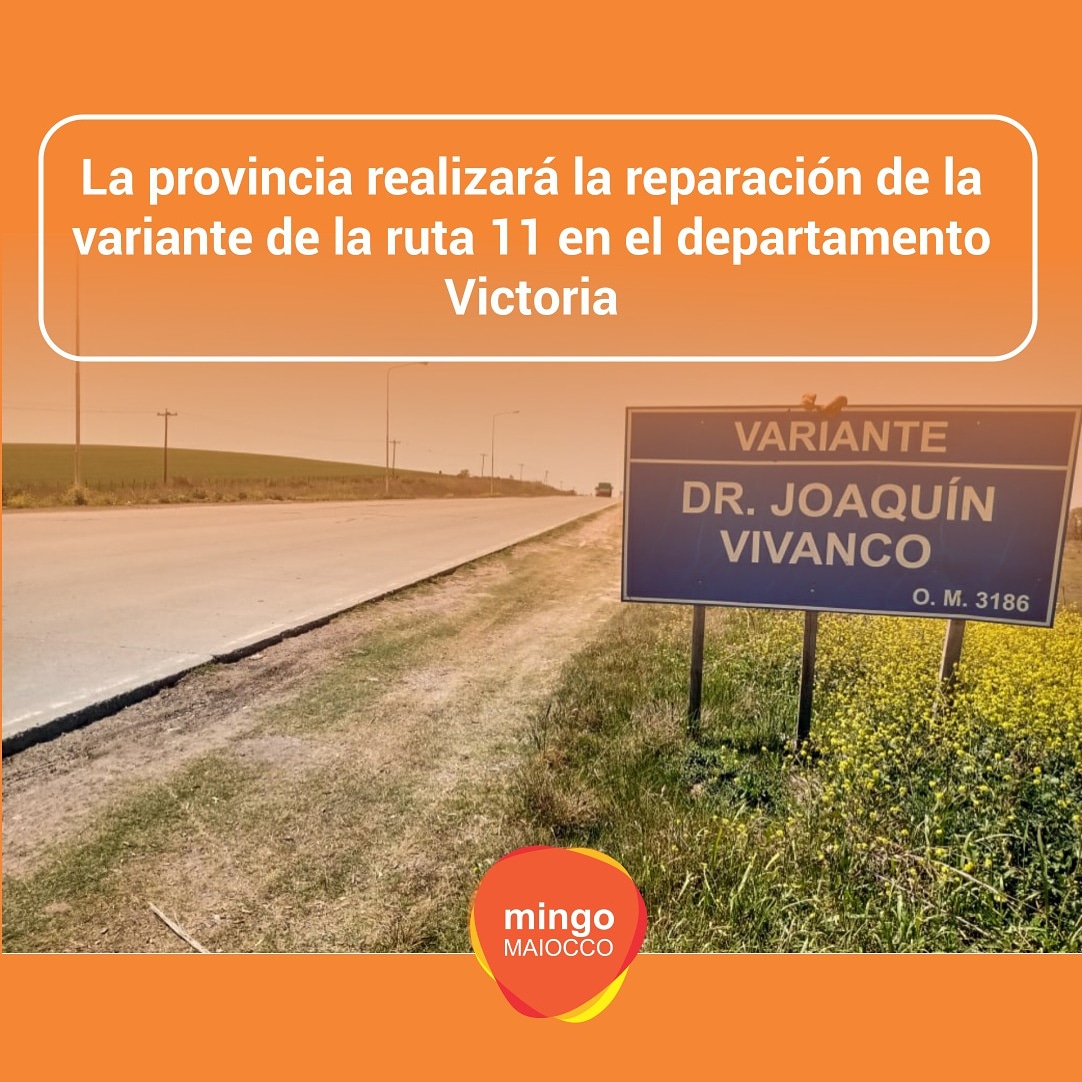 mingomaiocco's tweet photo. El gobierno, a través de Vialidad Provincial, realizará el próximo 28 a las 10, la apertura de sobres de la licitación pública para la obra “reparación calzada de hormigón en variante Victoria, tramo: variante ruta Nº 11 y 26 y rotonda ruta nacional Nº 174. https://t.co/kXV0VJ67MQ