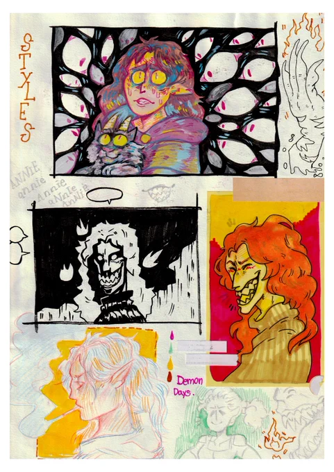 forgot to post these here but I scanned half my sketchbook in so far and I'll eventually put it on gumroad as a pdf when I can . . .will have to make time to edit some of them before i do that tho kjfdgf 