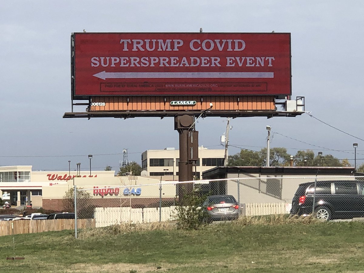 Acosta's tweet image. Billboard outside Des Moines airport where Trump holds Iowa rally tonight.