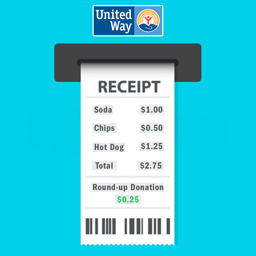 Round-up is one of the easiest and fulfilling donating options we have. Become a community leader by donating to the United Way through daily transactions. You also have the power to control your giving by adjusting your monthly giving limit. Sign up here: liveunited.us/#donate