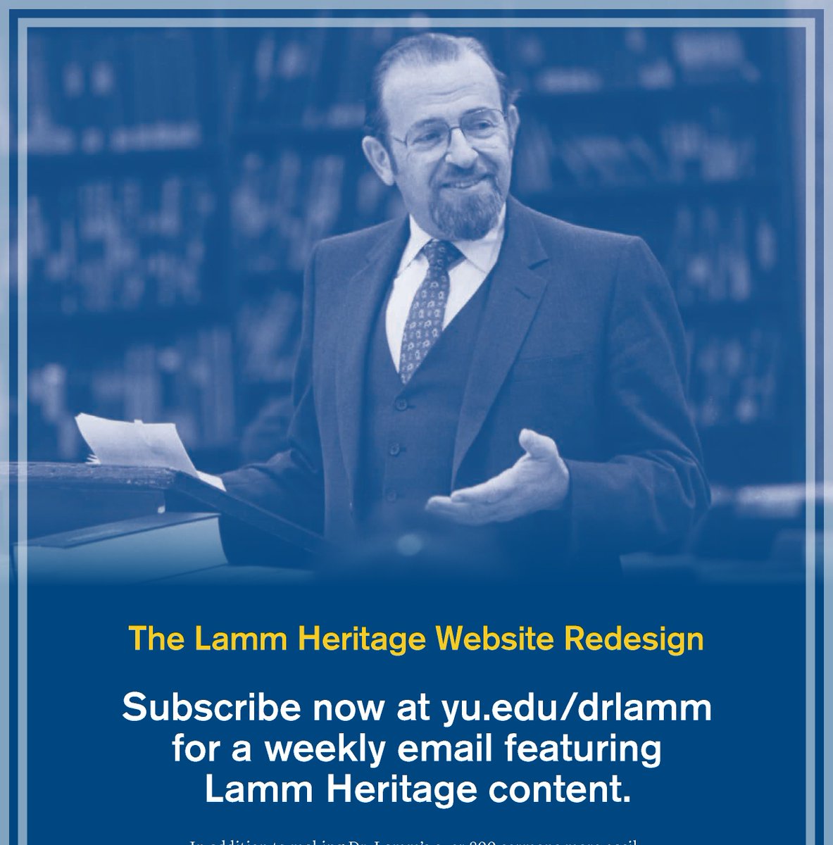 Just in time for the reading of Parshat Bereishit, Yeshiva University @YUNews is excited to announce the launch of the newly-redesigned Lamm Heritage Archives! 
To access site and subscribe to weekly emails click 
yu.edu/about/lamm-her…. 
#yeshivauniversity #learning #parsha