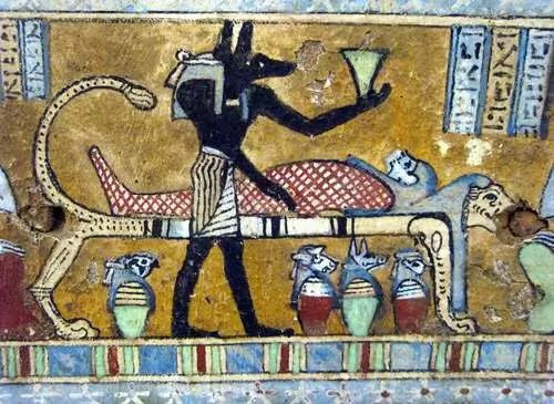 Black (Kem) represented death and chaos, but also fertility and resurrection. Egypt was known as Kemet, the black land, perhaps in reference to the black silt deposited by the Nile floods. Black was made from soot, charcoal and occasionally from an ore of manganese.