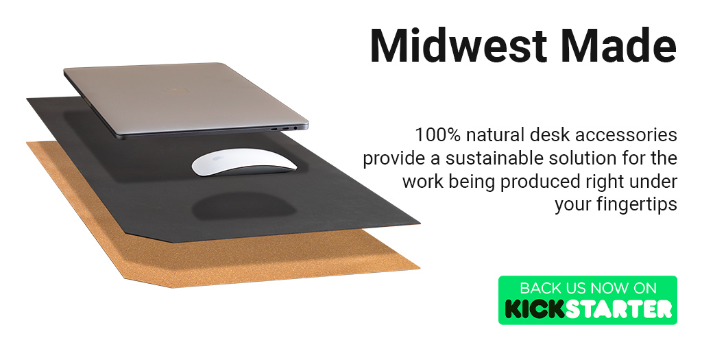 Kickfunding's tweet image. Midwest Made: 0% Plastic. 0% Animals. 100% Sustainable. kck.st/2SmDLWt @midwestma_de #kickstarter #crowdfund #crowdfunding #crowdfundingcampaign #product #design #productdesign #desk #accessories #naturaldeskaccessories #sustainabledesk #naturalproduct