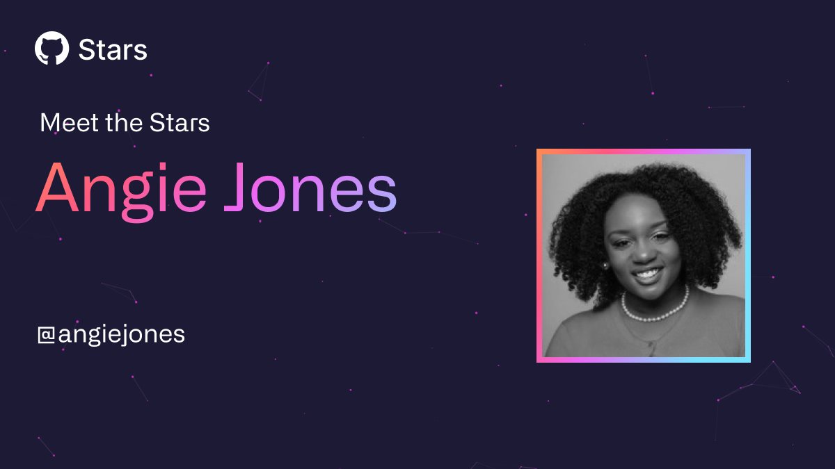 github's tweet photo. Meet Angie Jones @techgirl1908 - the newest member joining the GitHub Stars Program ⭐! Angie is a Principal Automation Architect specializing in test automation strategies. Also a master inventor with over 25 patented inventions! Learn more about Angie at https://t.co/9WkCS5bmfa https://t.co/rGSWJ5hVg2