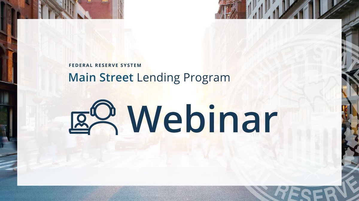 Businesses and nonprofits needing loans to bridge pandemic-related difficulties can register for a Main Street Lending Program webinar on Oct. 21 at 1 pm CT. Attendees will have the opportunity to ask #FederalReserve senior officials questions. Register: https://t.co/ddQ1deHvXB https://t.co/FJshTTINzh