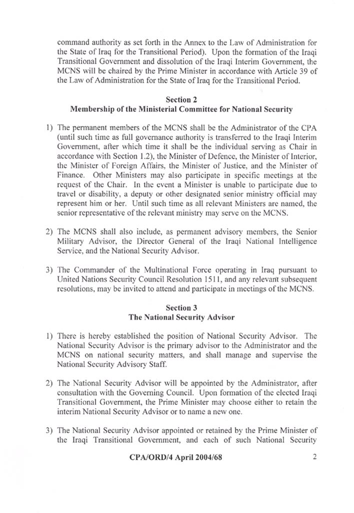AmaGiIQ's tweet photo. 100 Orders in 100 days. #PaulBremer loves to re-establish ministries, as if Iraq is not more-than-7000-year-old country. But, with a salty twist. “National Security” is used as a tool for assassinations in #Iraq.
#CPAOrders
#CPAOrder68
#Day82
#unalienableRights
#Ama_gi
#بريمر https://t.co/qkFfjk6C9g