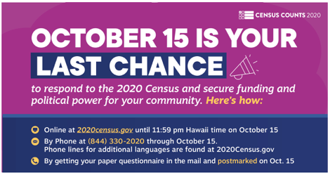 CHANGEIL's tweet photo. No matter who you are, and where in Illinois you’re from, you count in the 2020 Census. This is your final chance to be counted. Head to https://t.co/JtDTAMubeJ, or call 844-330-2020 today! #MakeILCount #ILCountMeIn2020 #GetCounted #VoteReady https://t.co/VpXKC6xS46