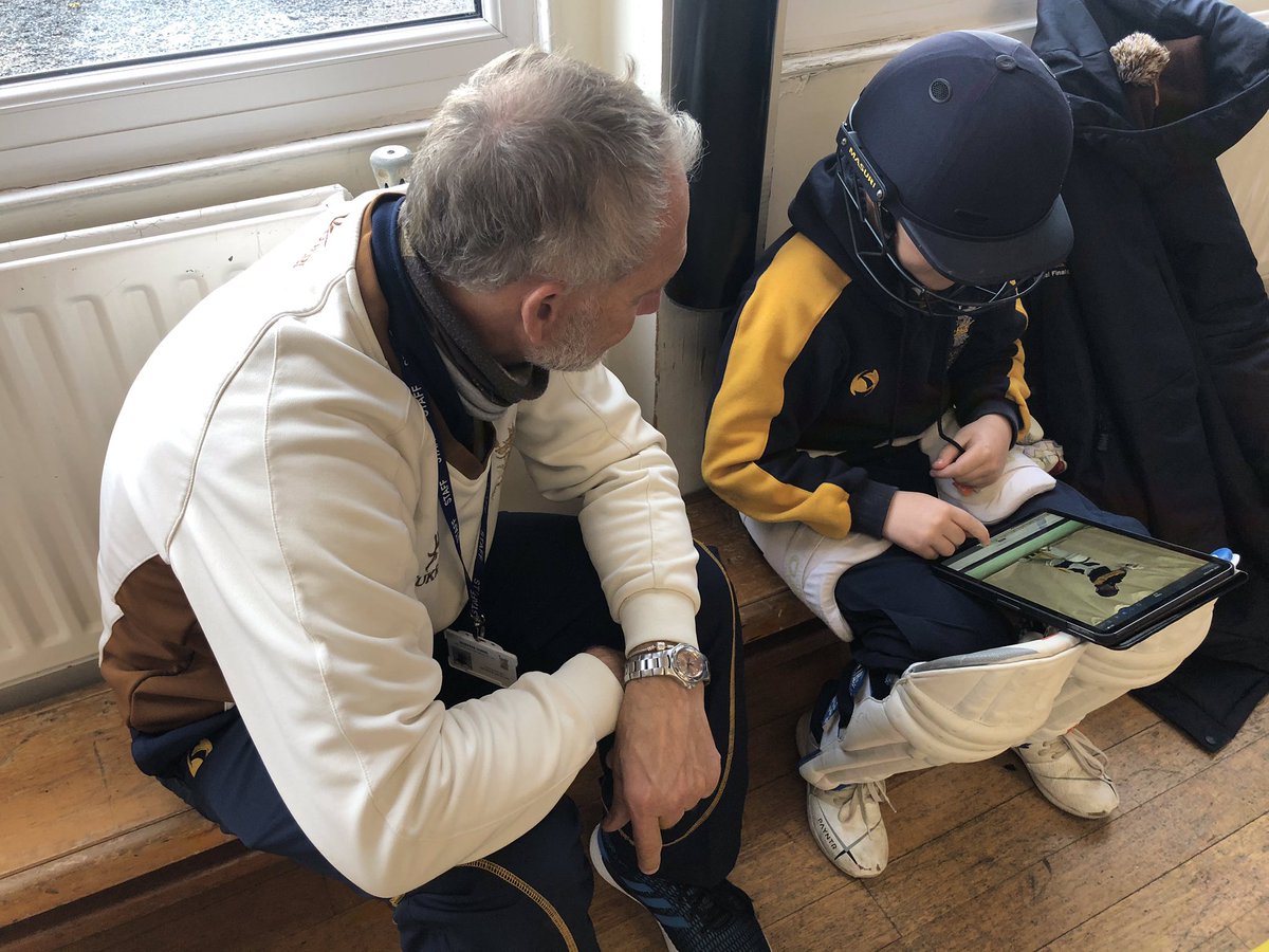 Great to watch the boys using technology to analyse their own game under the watchful eye of @MartinSpeight1 of @sedberghcricket