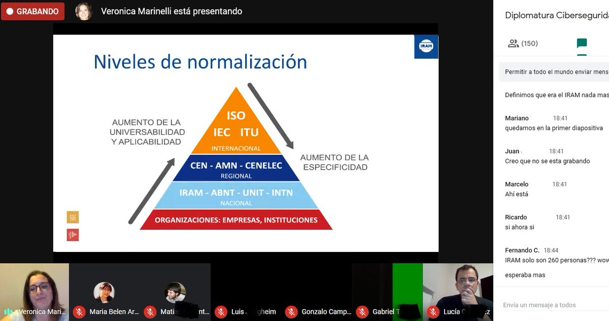 150 alumnos conectados, escuchando atentamente a <a href="/veromarinelli/">Veronica Marinelli</a> hablando sobre Normas Internacionales IRAM / ISO de Ciberseguridad. Diplomatura en Estrategia de Ciberseguridad e Inteligencia en Cibercrimen <a href="/univ_UNSTA/">UNSTA</a>  #Ciberseguridad #Cibercrimen
unsta.edu.ar/ingenieria/est…