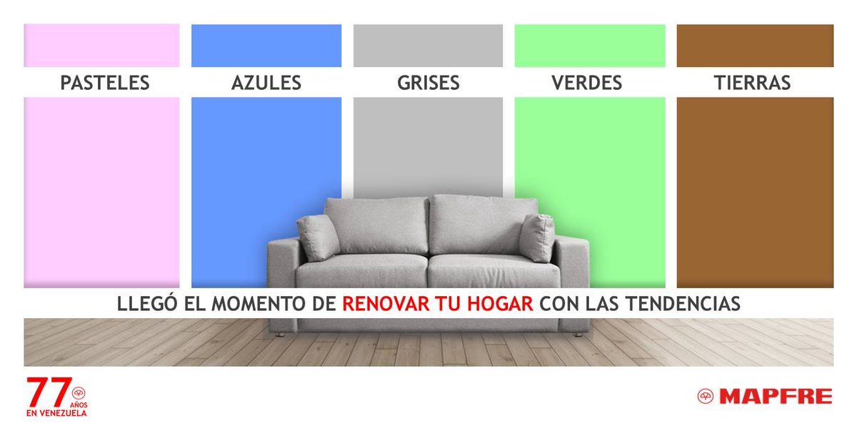 MAPFRE_VE's tweet photo. En estas fechas es común hacer algunos arreglos como cambiar el color del hogar, tonos grises, azules, verdes, rosados o tierras son tendencia este año ¿Y tú de qué color pintarás este 2020? #MAPFRE #Venezuela #Hogar #TipsMAPFRE https://t.co/lpxSRYEdWs