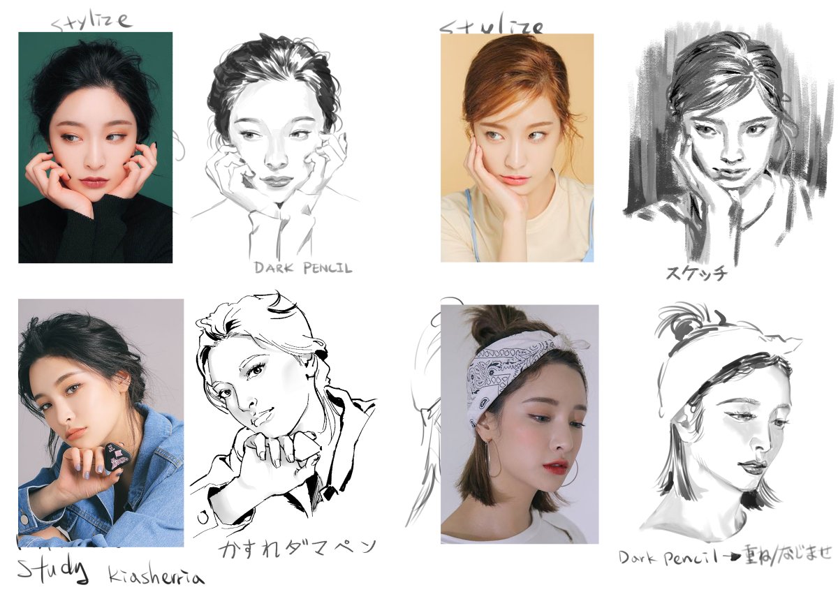 Study on different brushes
and then stylized the face with my own interpretation.
Today's practice~ 