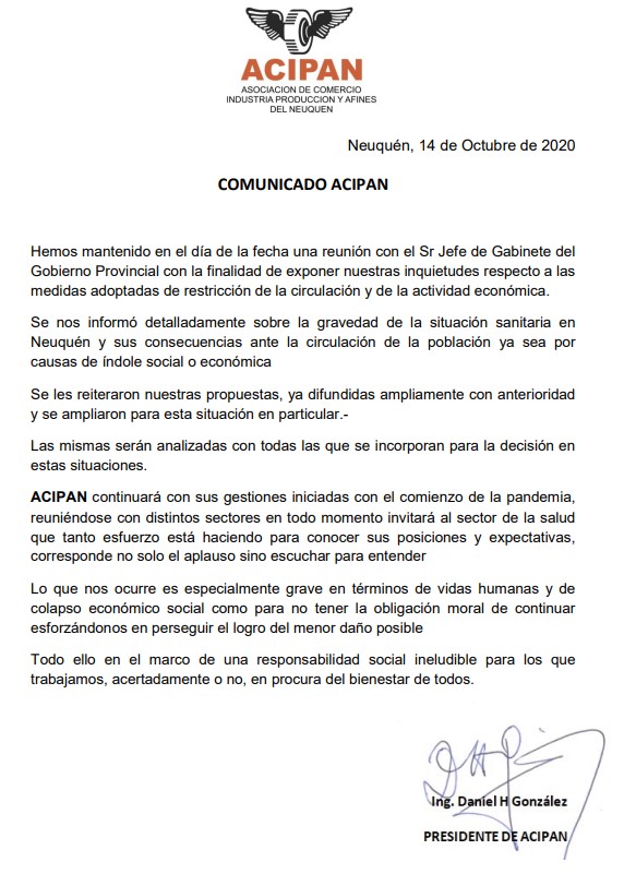 acipanoficial's tweet photo. Nuevo Comunicado Acipan #Acipan #COVID19 #Cac https://t.co/igyAt41onu