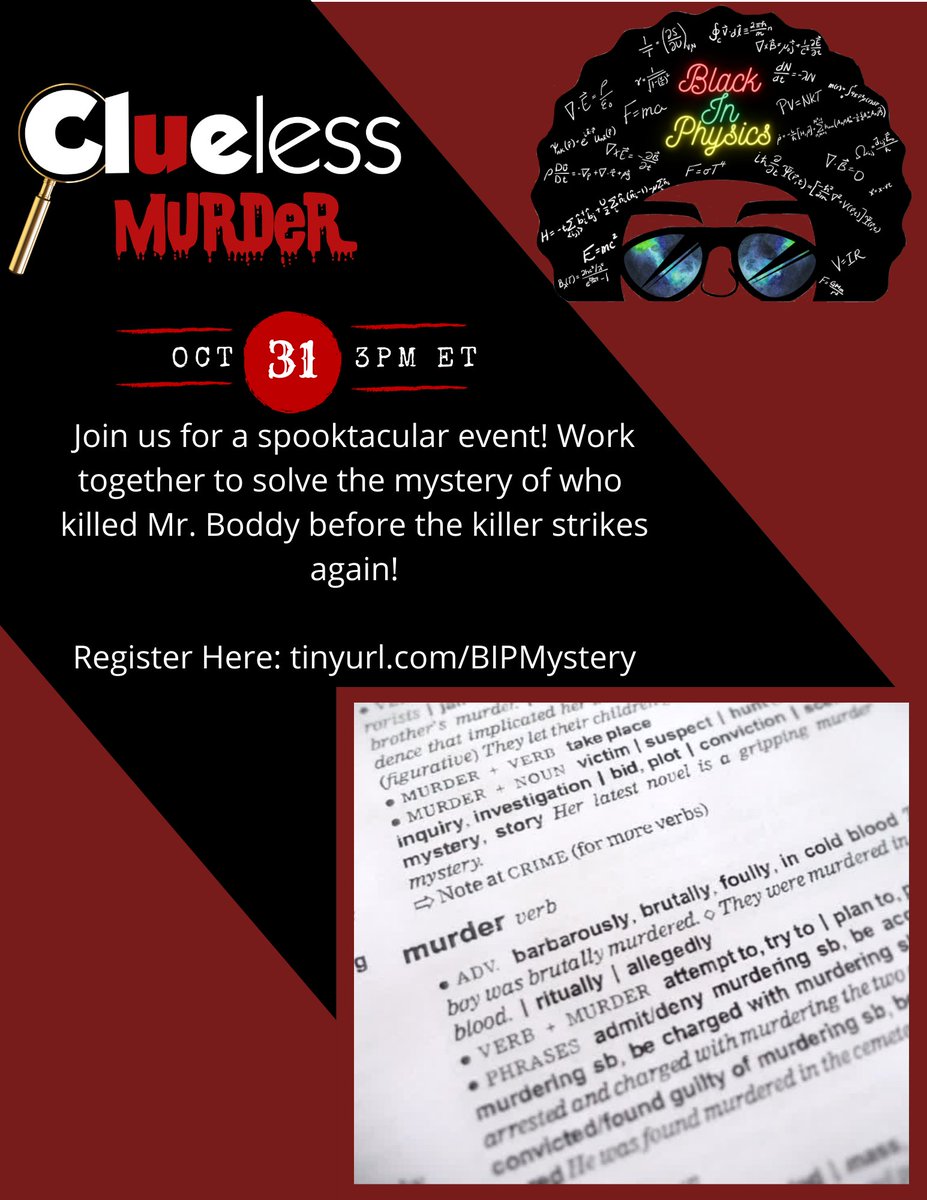 And last but not least we got yall for Halloween! Join us for our Murder Mystery event at 3 PM ET Oct 31 to help us find the killer! Register at  http://tinyurl.com/bipmystery 