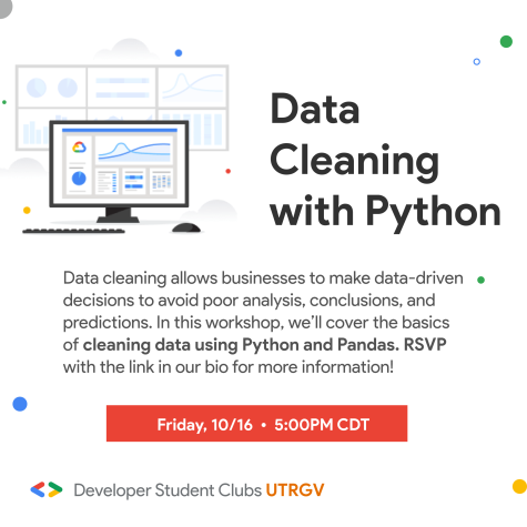 fronteradevsrgv's tweet photo. Clean Data gets you Clean Results. 
Make sure to attend our Data Cleaning with Python workshop to figure out how you can cut out unnecessary info and determine which data will get you the results you need.
To attend, register at https://t.co/W6lSyZHFbv. https://t.co/KR6l5vhqJB