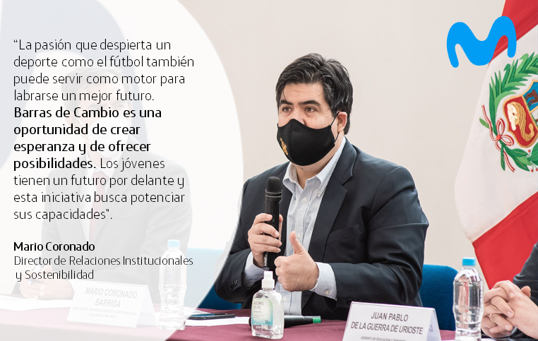 ComsMovistarPe's tweet photo. Nuestro Director de Relaciones Institucionales y Sostenibilidad de Movistar, Mario Coronado, participó de la ceremonia de lanzamiento del programa "Barras de Cambio" https://t.co/OC1rm1Dc6F