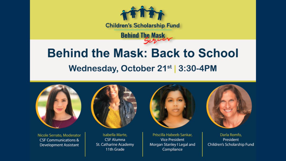 CSFNational's tweet image. CSF is kicking off our Behind the Mask webinar series next Wednesday at 3:30pm. Join us to hear from CSF Alum Isabella and hear about how CSF is lighting up Times Square this month! Register at: bit.ly/BehindtheMask1 #BehindtheMask #CSF #CSFAlumni