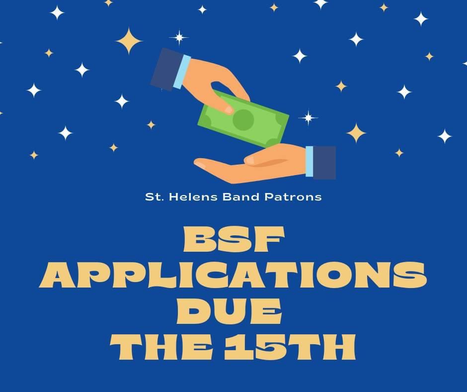 SH_BandandGuard's tweet image. Benevolent Scholarship Applications to pay any fees this month are due the 15th or each month. If you would like to apply for a BSF for upcoming trip fees or past due fees from last year, fill out the online application on this page:
sthelensbandprogram.weebly.com/student-band-a…