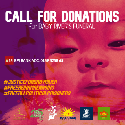 Anakbayan_FEU's tweet photo. TRANSPARENCY UPDATE 6 [Oct 15 12:00nn]:

Umabot na sa mahigit sampung libog ang pagbuhos ng inyong mga donasyon para sa libing ni Baby River.

#JusticeForBabyRiver #FreeReinaMaeNasino https://t.co/kEn6WCXowd