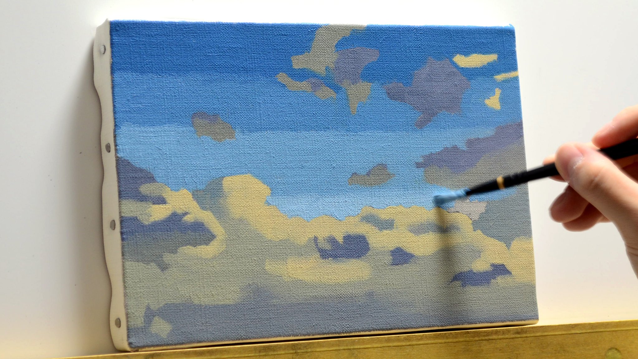 Naoya Ohtani 夕方の空の描き方 １ 下描きする ２ 下塗りする ３ 色面で塗り分ける ４ 色々あって完成 油絵 風景画 空 夕方