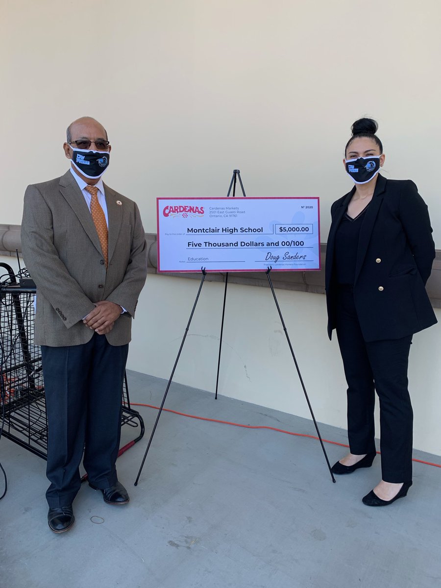 Extremely thankful for Mr. Robles and the entire Cardenas Market Organization for their generous donation to our school. Together we will continue to impact the lives of our students, their families, and our community. #CAVPride #WeareMONTCLAIR