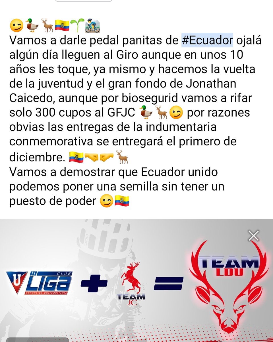 Pilas panitas que vamos a arrimar el hombro para hacer un Ecuador ciclista 🦌🤜🤛🇪🇨