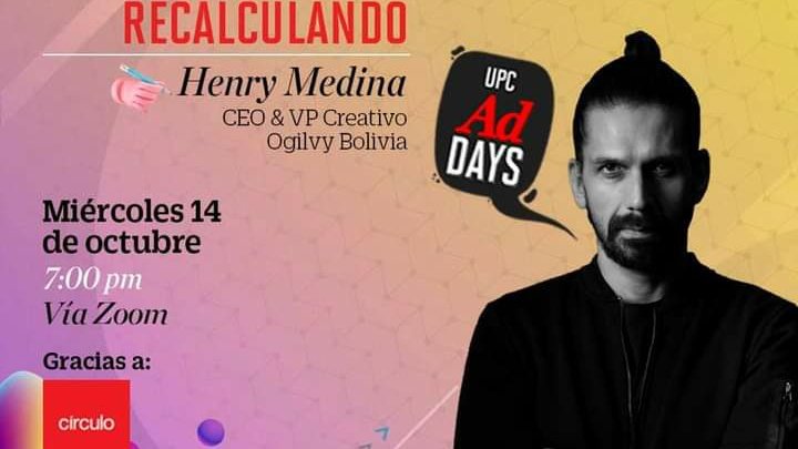 upctv_pe's tweet photo. En breve comenzamos con la conferencia "Recalculando" de Henry Medina como parte del #AdDays gracias a la Carrera de Comunicación y Publicidad UPC.
Mira la transmisión en vivo con nosotros 👇👇
https://t.co/dFCGerTRuE https://t.co/lQdXJRKXTy