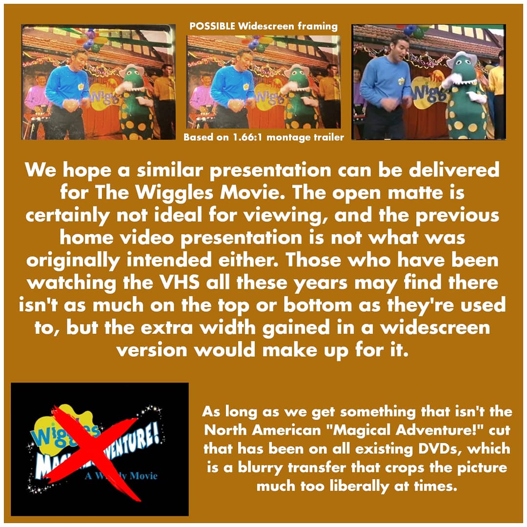 TWMAppreciation's tweet photo. Here we look into an open matte frame from The Wiggles Movie, and discuss the different ways of cropping the film in past and (hopeful) future presentations. Thanks to Daniel Celano for the picture of this frame. #90sMovie #90s #childhood #Nostalgia #TheWiggles #TheWigglesMovie https://t.co/3tWt55j23p