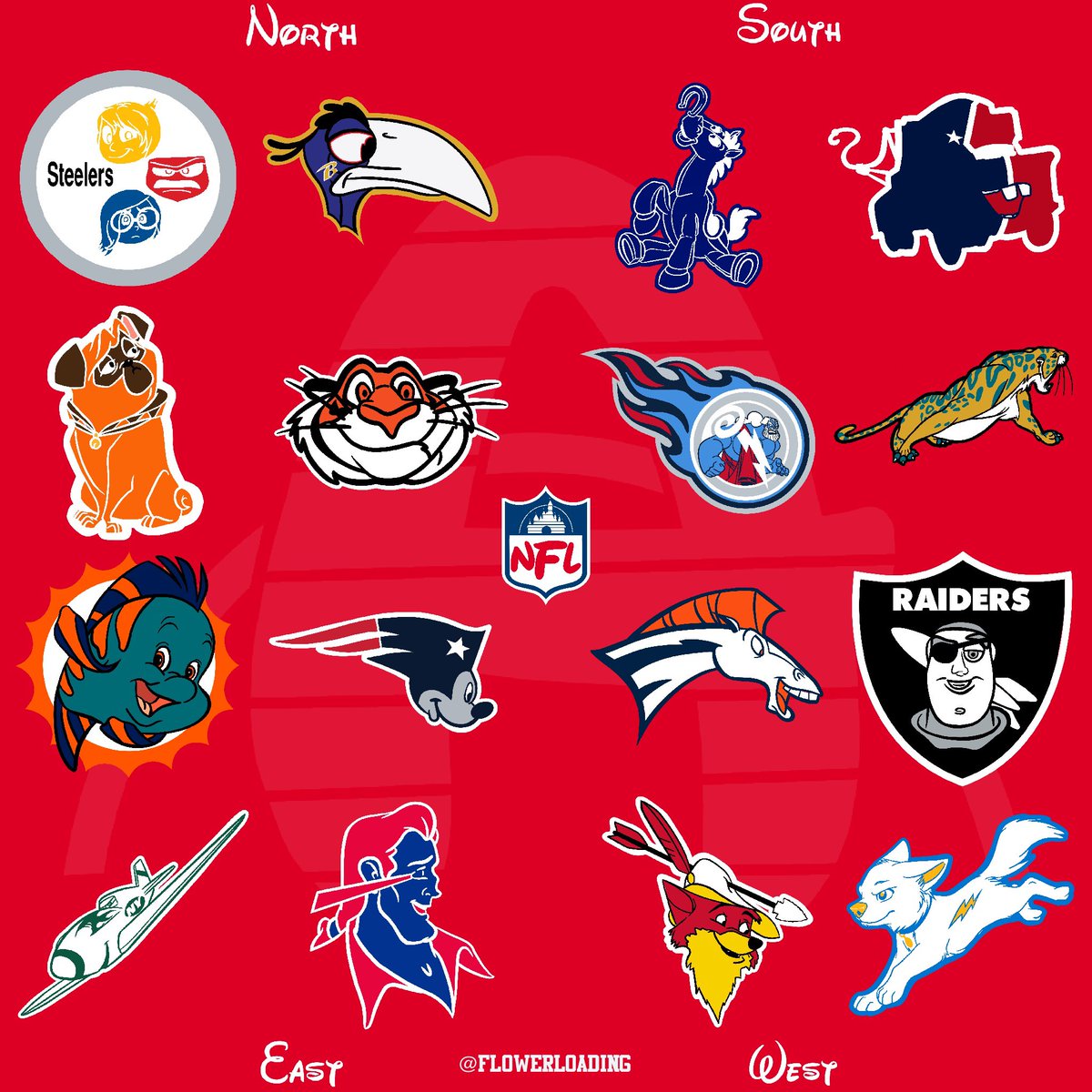 Disney characters as logo's  Nfl funny, Nfl teams logos, Nfl