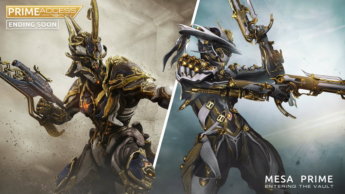 トラねこ Warframe Mesa Prime Akjagara Prime Redeemer Prime のレリックはあと1週間程で入手不可になるので 該当primeを入手していない方はお早めに Mesa Pは強フレームでカッコいい Redeemer Pも強武器なので取り損ねると復刻にも時間が掛かるし