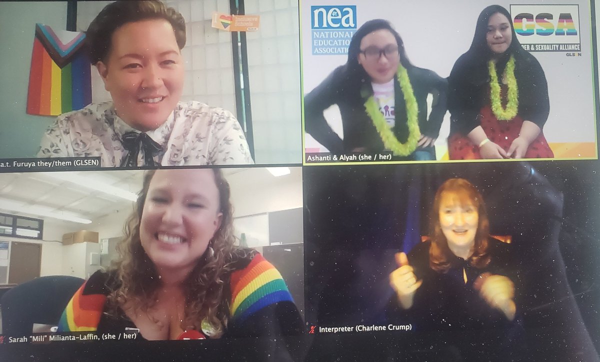 KristenBrummel's tweet photo. Love this shot of @MiliLaff taken at #GSA2020 when her students shared how they run to GSA club, how "Miss Mili understands &amp; is so welcoming &amp; warm," &amp; how they learned self-care, caring for others, &amp; empathy for all through GSA. @HIDOE808 @IlimaSchool https://t.co/swJqoSO0PK